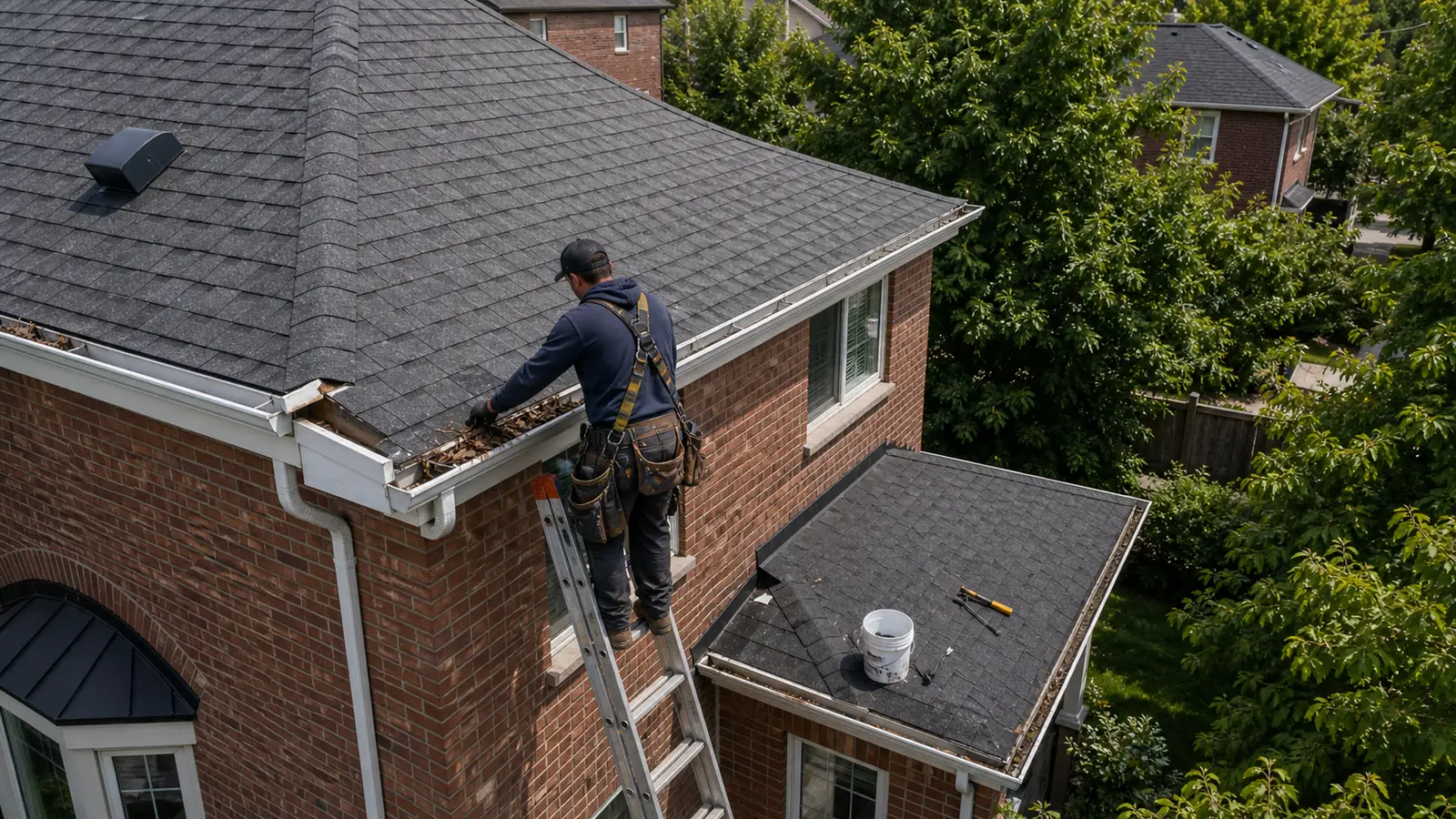Gutter repair Toronto — eavestrough replacement above roofline